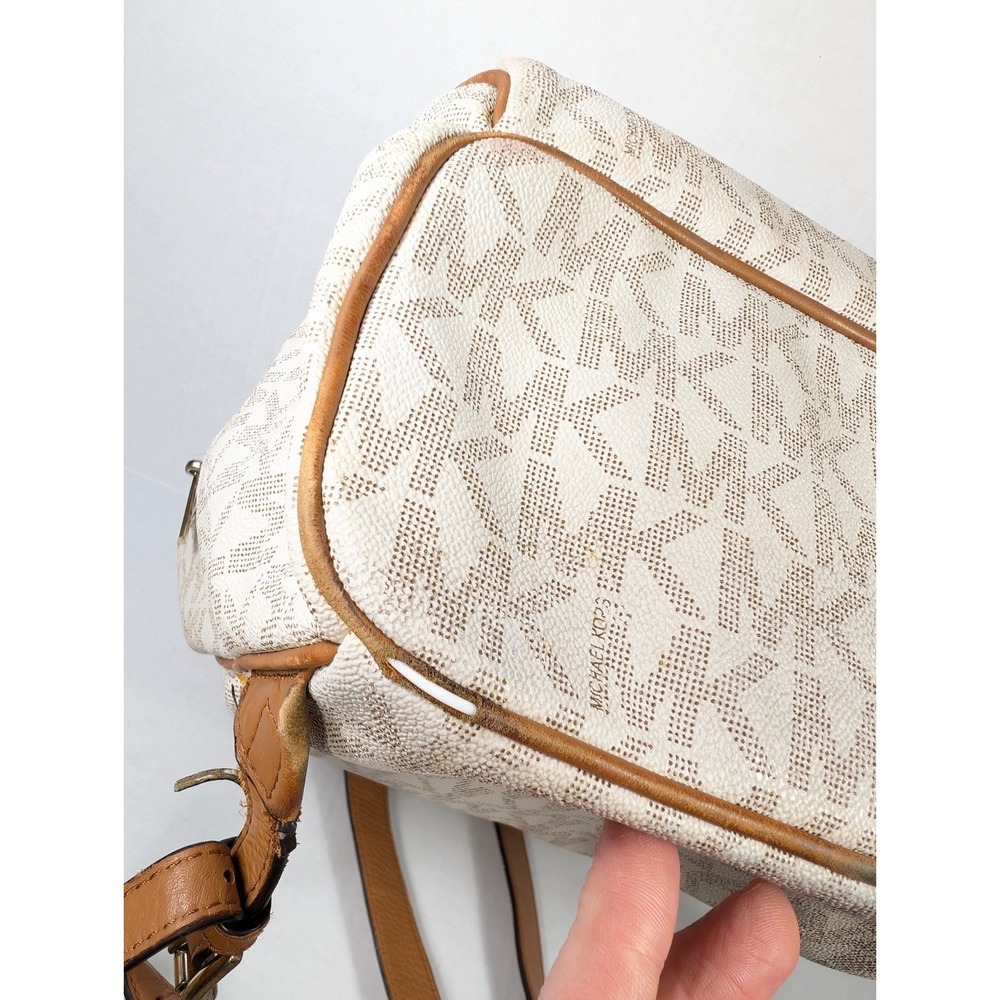 Michael Kors Backpack READ Signature Leather White Cream Beige - Picture 11 of 16